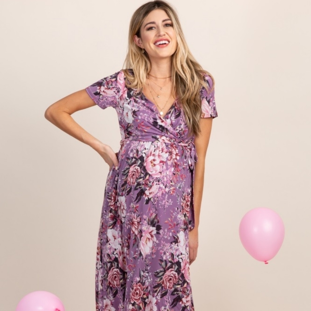 Hi-low midi maternity dress